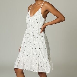 Gilli White Polka Dot Sundress‎ Mini Dress Sleeveless V Neck Summer Casual Small